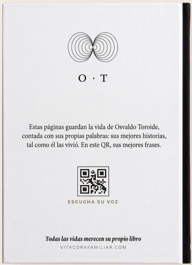 Contratapa del libro de ejemplo, con el código QR para escuchar su voz